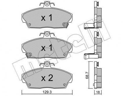 Колодки гальмівні (передні) Honda Civic VI/VII 94-05/Concerto 89-95/Rover 400 90-00 Metelli 22-0174-0 (фото 1)