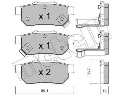 Колодки тормозные (задние) Honda Jazz III/IV 02- Metelli 22-0176-1