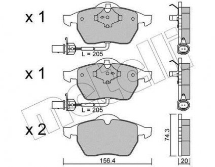 Комплект тормозных колодок (дисковых) Metelli 22-0181-3 (фото 1)
