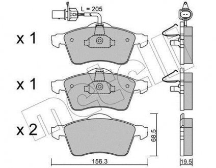 Комплект тормозных колодок (дисковых) Metelli 22-0263-1 (фото 1)