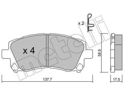 Колодки гальмівні (передні) Subaru Forester/Outback 97-03/Impreza 92-/Legacy 89-03 Metelli 22-0296-0