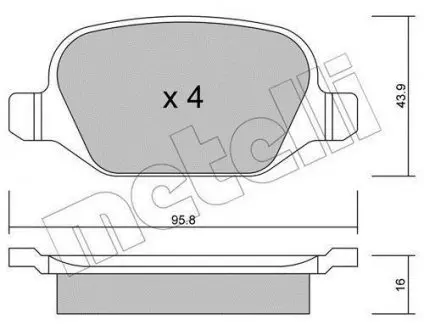 Колодки гальмівні (задні) Fiat Linea/Lancia Lybra/Alfa Romeo 147/156 99- Metelli 22-0324-1