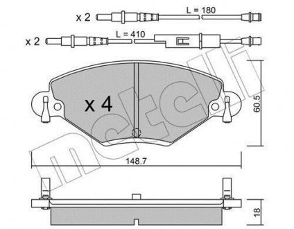 Колодки тормозные (передние) Citroen C5 01-(с датчиком) Metelli 22-0331-0 (фото 1)