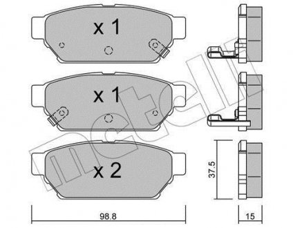 Колодки гальмівні (задні) Mitsubishi Carisma/Colt/Lancer 91-06 Metelli 22-0396-0 (фото 1)