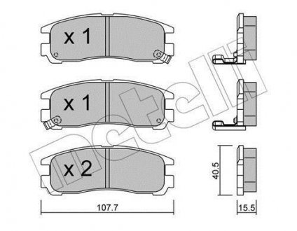 Колодки тормозные (задние) Mitsubishi Lancer V-VII 94-13/Galant VII 92-96/Space Wagon 98-04 Metelli 22-0398-0 (фото 1)