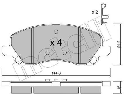 Колодки тормозные (передние) Citroen C4/Peugeot 4008 12-/Mitsubishi Lancer/Outlander 03-/Jeep Compas Metelli 22-0481-0