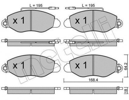 Колодки гальмівні (передні) Nissan Cabstar E 98-06 (+датчики) Metelli 22-0536-1