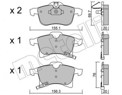 Комплект тормозных колодок (дисковых) Metelli 22-0539-0 (фото 1)