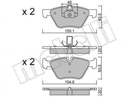 Комплект тормозных колодок (дисковых) Metelli 22-0557-3 (фото 1)