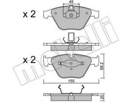 Колодки гальмівні (передні) BMW 3 (E90/E91/E92/E93) 04-13/X1 (E84) 09-15/Z4 (E89) 09-16 Metelli 22-0558-4 (фото 1)