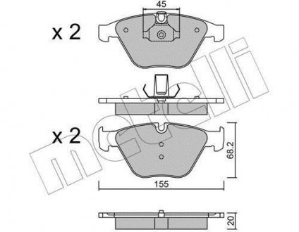 Колодки гальмівні (передні) BMW 3 (E90/E91/E92/E93) 04-13/X1 (E84) 09-15/Z4 (E89) 09-16 Metelli 22-0558-8 (фото 1)