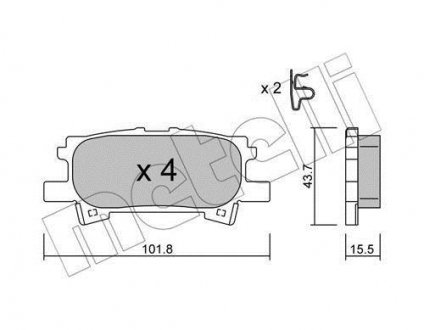 Тормозные колодки (задние) Lexus RX 03-08 Metelli 22-0619-0