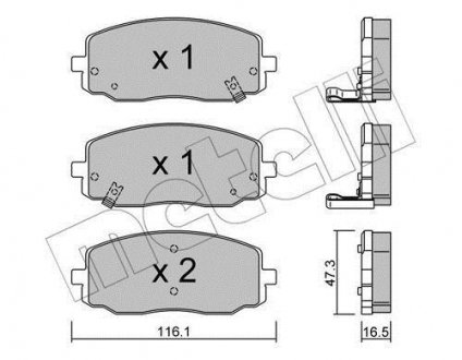 Колодки гальмівні (передні) Hyundai i10 08-17/Kia Picanto 04- Metelli 22-0629-0