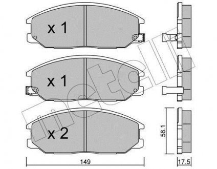 Колодки гальмівні (передні) Hyundai Santa Fe 01-06/Ssangyong Actyon/Kyron/Rexton 05- Metelli 22-0632-0 (фото 1)