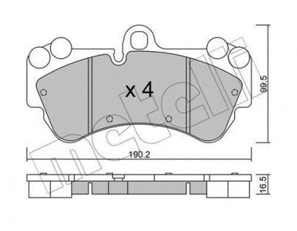 Колодки гальмівні (передні) Porsche Cayenne/VW Touareg 02-10 Metelli 22-0653-0