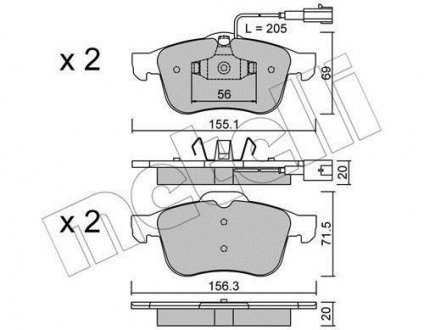 Колодки тормозные (передние) Alfa Romeo 159 05-11 Metelli 22-0703-0