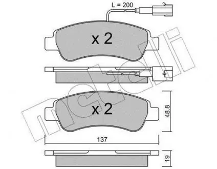Тормозные колодки (задние) Citroen Jumper/Fiat Ducato/Peugeot Boxer 06- (+датчики) Metelli 22-0710-1