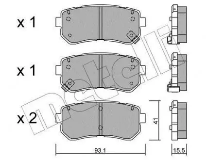 Колодки гальмівні (задні) Hyundai Accent/i30 05-12/Kia Cee\'d/Rio/Sportage 04- Metelli 22-0725-0