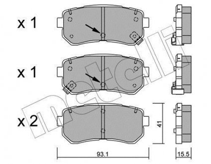 Комплект тормозных колодок (дисковых) Metelli 22-0725-1 (фото 1)