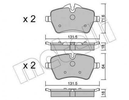 Колодки тормозные (передние) Mini (R50/R53/R52/R56/R57/R58/R59) 01-16 Metelli 22-0768-0