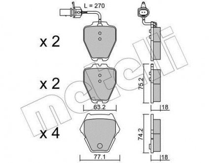 Комплект тормозных колодок (дисковых) Metelli 22-0774-1