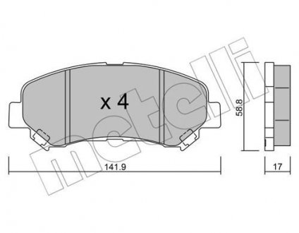 Комплект тормозных колодок (дисковых) Metelli 22-0792-0 (фото 1)