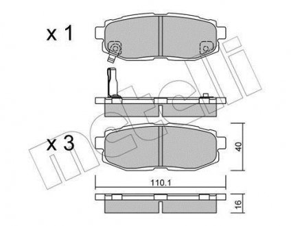Колодки тормозные (задние) Subaru Forester 13-/Tribeca 05- Metelli 22-0875-0