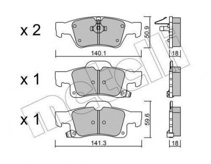 Колодки тормозные (задние) Jeep Grand Cherokee 3.0 CRD/3.6-5.7 10- Metelli 22-0928-0 (фото 1)