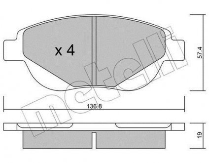 Колодки гальмівні (передні) Citroen C3 02-/C4 04-11/Peugeot 207 07-/307 03-12 Metelli 22-0948-0