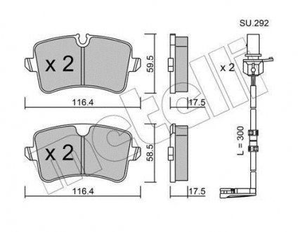 Колодки тормозные (задние) Audi A8 09-(с датчиками) Metelli 22-0955-1K