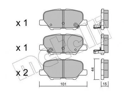 Тормозные колодки (задние) Citroen C4 Aircross/Mazda 6/Mitsubishi Outlander III/Peugeot 4008 12- Metelli 22-0995-0