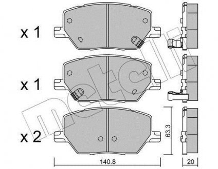 Колодки тормозные (передние) Fiat 500X 1.4-1.6/1.6-2.0D 14-/ Jeep Renegade1.4-1.6/2.0CRD 14- Metelli 22-1001-0 (фото 1)