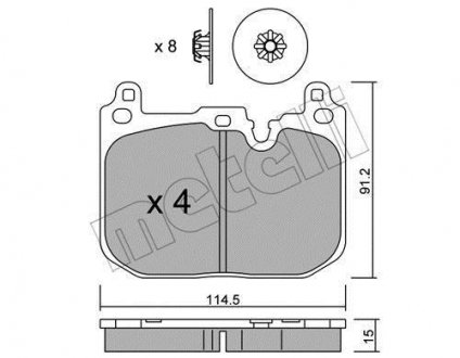 Колодки гальмівні (передні) BMW 1 (F20/F21)/2 (F22/F23/F87)/3 (F30/F31/F34/F80)/4 (F32/F36) 11- Metelli 22-1015-0 (фото 1)