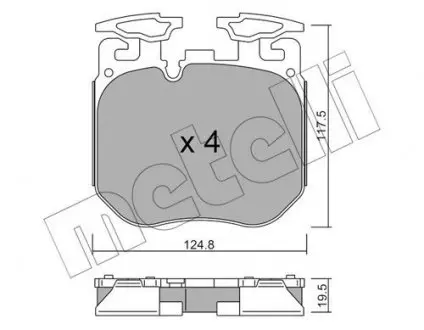 Колодки тормозные (передние) BMW 3 (G20)/5 (G30/F90)/7 (G11-12)/X5 (G05/F95)/X7 (G07) ​​15- B47B57/B58 Metelli 22-1147-0