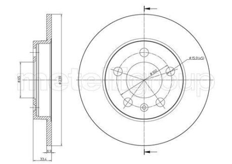 Диск тормозной (задний) Audi A3/TT 96-06/Skoda Octavia/VW Golf 98-06 (239x9) (с покр) (полный) Metelli 23-0742C