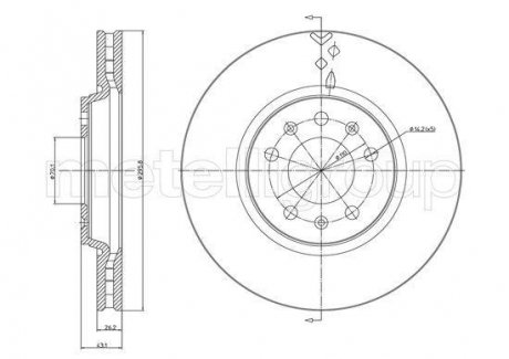 Диск гальмівний (передній) Opel GT 2.0 07-11 (295.8x26.2) Metelli 23-1228C