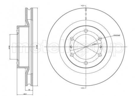 Диск гальмівний (передній) Toyota Land Cruiser 200/ Prado 08- (338x32) Metelli 23-1298C