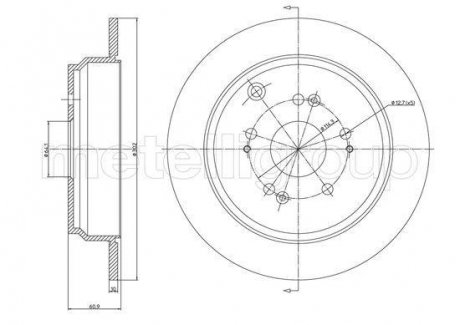 Диск гальмівний (задній) Honda CR-V IV 12-16 (302x10) (з покриттям) Metelli 23-1518C (фото 1)