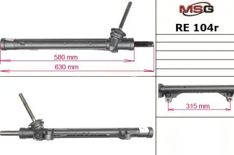 Рульова рейка без ГПК Kangoo/Megane II/MB Citan 97-21 (відновлена з TRW) MSG RE104R