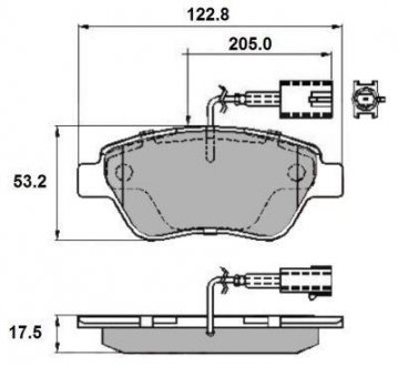 Тормозные колодки пер. Doblo 01- (Bosch) (122.8x53.6) с датчиком National NP2142