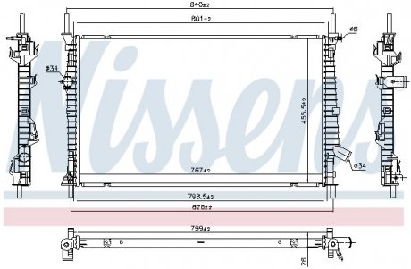 Радіатор охлождения FORD TRANSIT (TTG) (13-) 2.0 TDCi NISSENS 606537