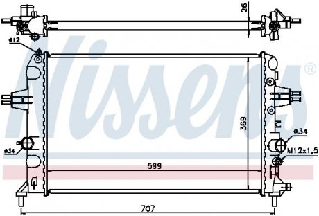 Радіатор охолодження OPEL ASTRA G (98-) 1.6i NISSENS 630704