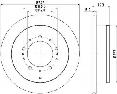 Диск гальмівний задній Toyota Land Cruiser 4.5, 4.6, 4.7, 5.7 (08-) NISSHINBO ND1029K