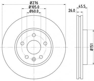 Диск гальмівний передний Chevrolet Cruze, Aveo T300 1.4, 1.6, 2.0 (09-) NISSHINBO ND6024K