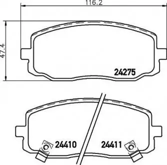 Тормозные колодки HYUNDAI/KIA i10/Picanto F'04>> NISSHINBO NP6024
