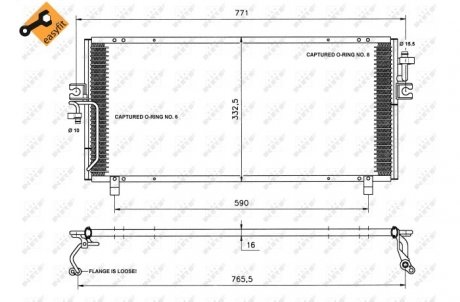 Радіатор кондиціонера Nissan Primera 1.6 16V-2.0 16V/2.0TD 96-02 NRF 35195 (фото 1)