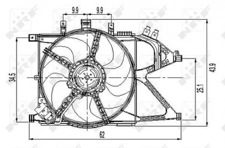 Вентилятор двигателя OPEL Corsa 1.2 01- NRF 47011