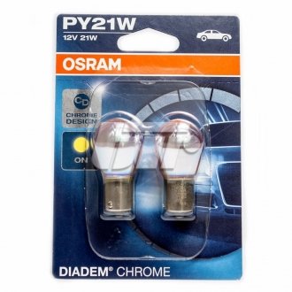Лампа PY21W; PY21W 12V 21W BAU15S 2шт белая, свет OSRAM 7507DC02B (фото 1)