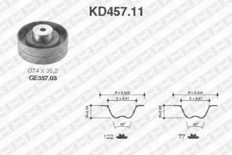 Комплект ГРМ VW T4 2.4D/2.5 90-03, 57/81kw (122x26.5) SNR NTN KD457.11