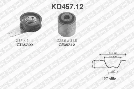 Комплект ГРМ VW Golf III/Passat 1.9 TDI 93-97 SNR NTN KD457.12
